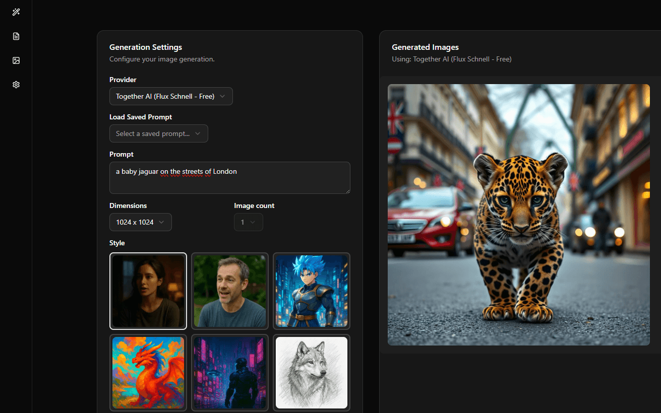 Preview of AI Studio Image Generator